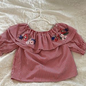 Red plaid crop top size xs